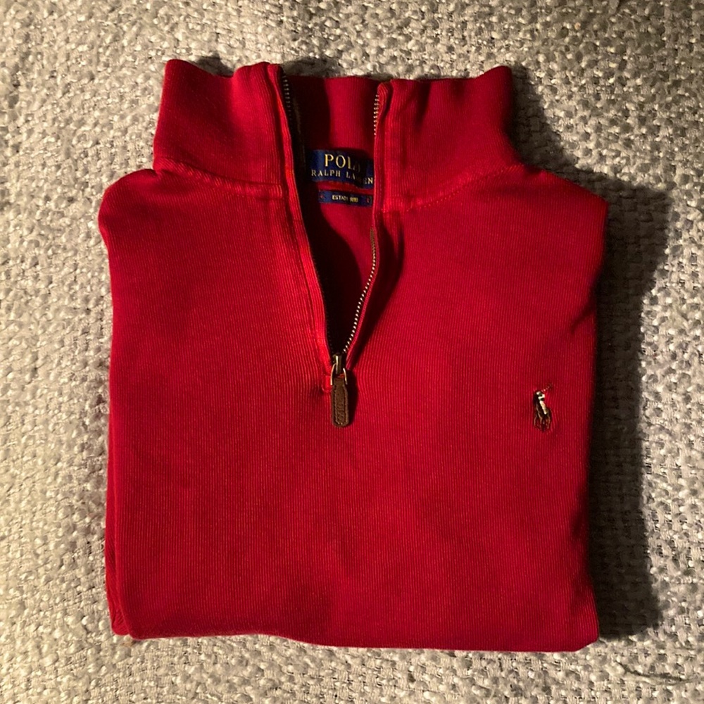 Polo by Ralph Lauren Estate Rib 1/4 Zip Pullover Red